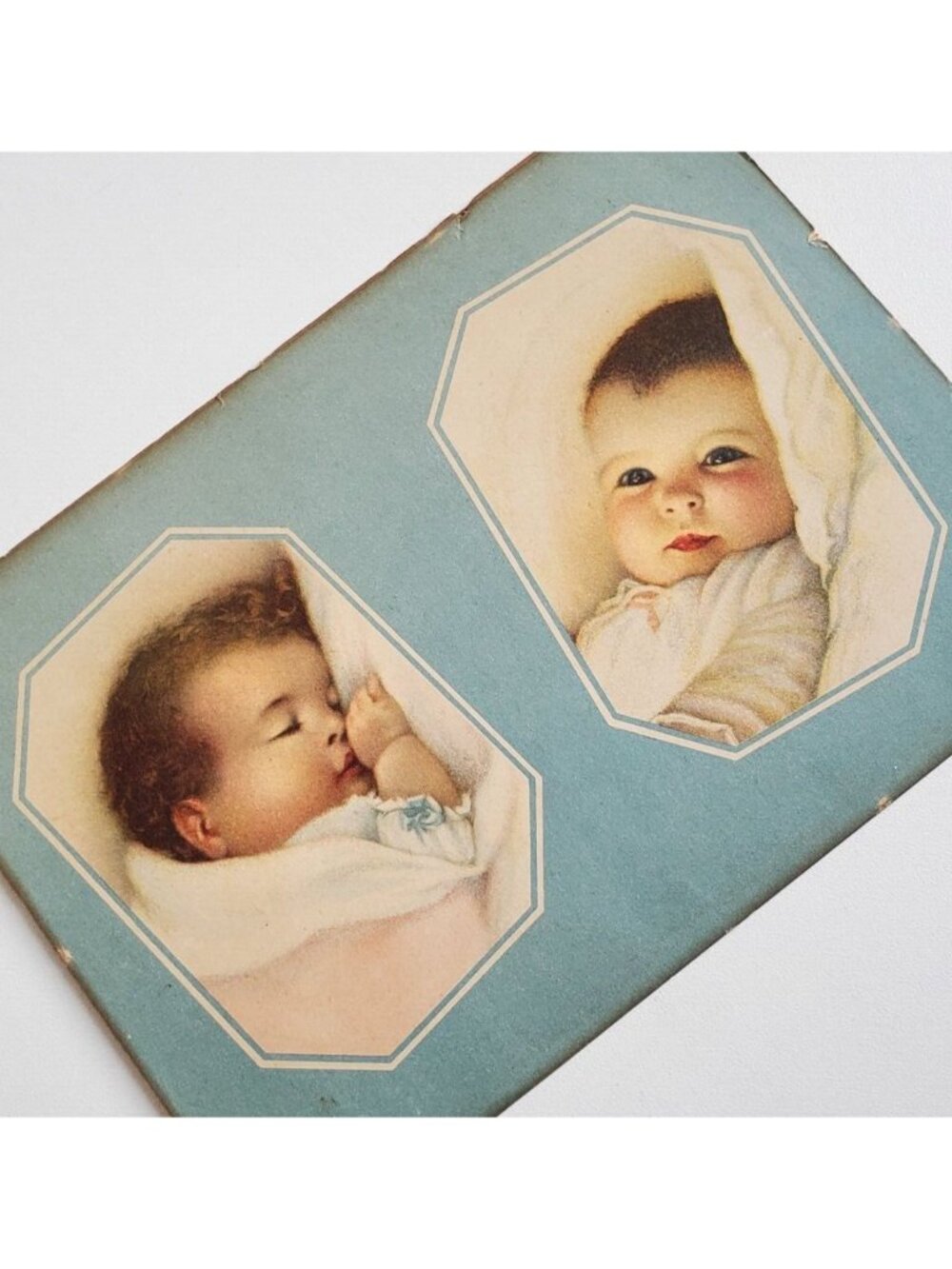 ART PRINT Annie Benson Muller Baby Picture Blue Background Unframed Vintage